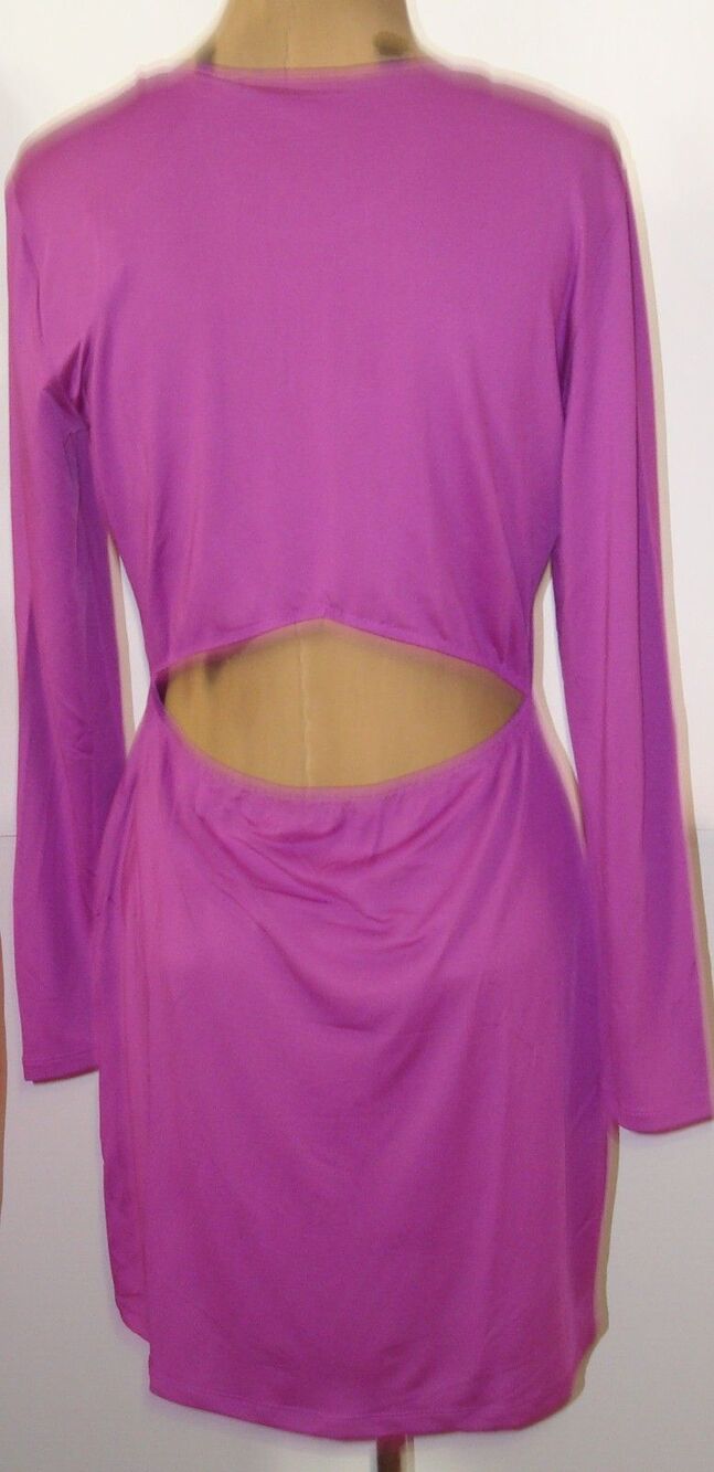New Womens NWT Vero Moda $80 Open Back Dress Wild Aster Pink Purpl L Long Sleeve